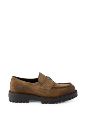 Prada aged suede loafers - Brown
