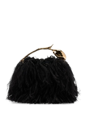 ERDEM mini Bloom ostrich-feather tote bag - Black
