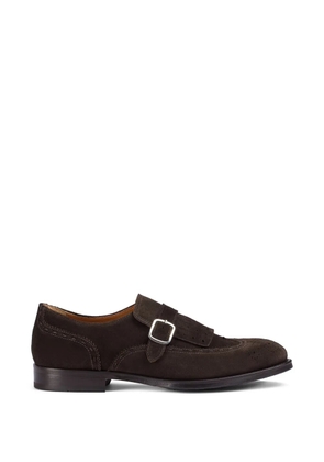 Doucal's fringe-detail buckled monk shoes - Brown