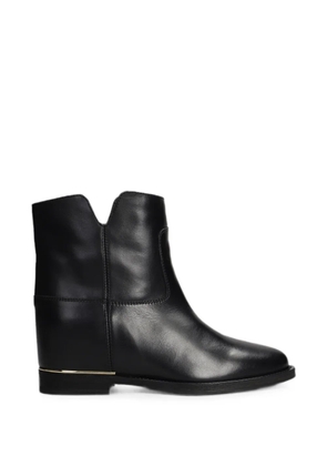 Via Roma 15 v-neck leather boots - Black