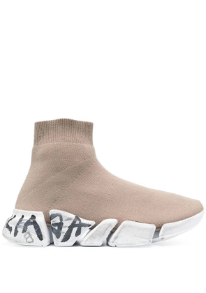 Balenciaga Speed graffiti-print sneakers - Neutrals