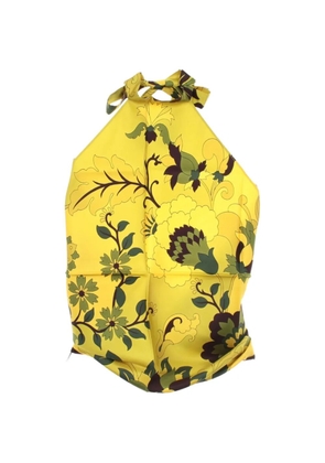 Christian Dior Pre-Owned floral-print halterneck top - Yellow