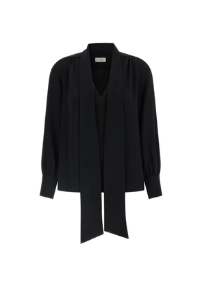 Alberto Biani lavallière-neck long-sleeve blouse - Black