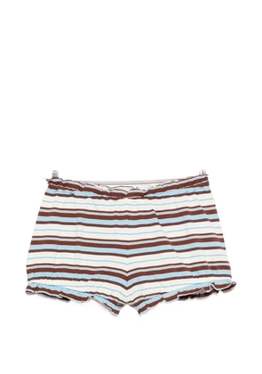 Posse Nadine ruffled striped shorts - Neutrals