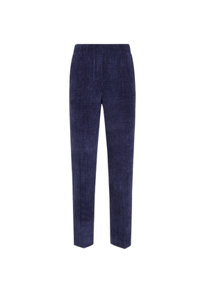 anne claire corduroy-effect elasticated-waist trousers - Blue