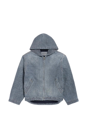Balenciaga denim stitch hooded jacket in dark blue