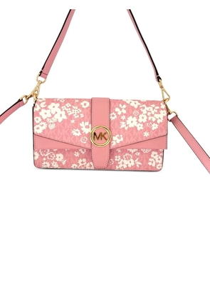 Michael Kors floral-print logo-plaque shoulder bag - Pink