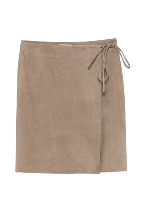 St. Agni suede wrap skirt - Neutrals