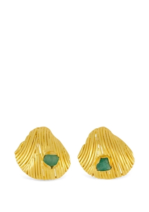 FENOMENA emerald shell-motif earrings - Gold