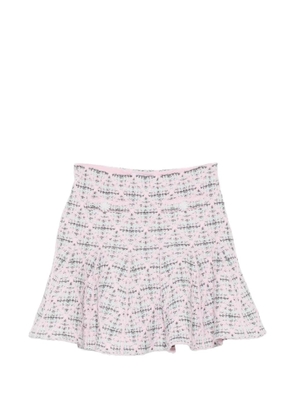 Self-Portrait check-knit flared mini skirt - Pink