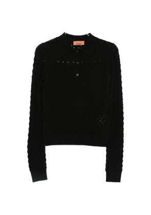Missoni pointelle-knit long-sleeve polo shirt - Black