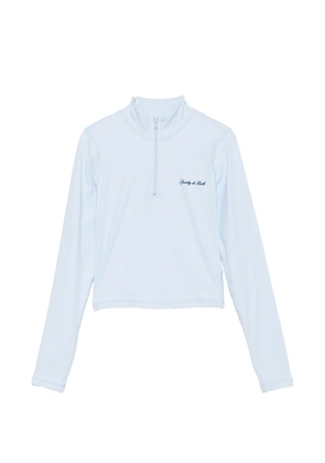 Sporty & Rich logo-print quarter-zip top - Blue