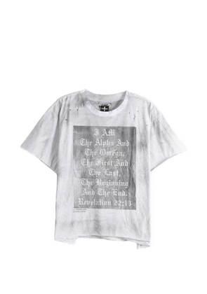 SAITOS distressed striped T-shirt - White