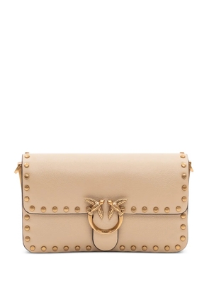 PINKO Baby Love One Slouchy stud-embellished shoulder bag - Neutrals