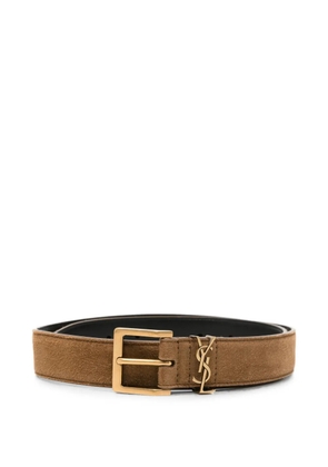 Saint Laurent Cassandre Vadim belt in suede - Brown