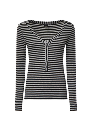 PINKO striped button-front long-sleeve T-shirt - Grey