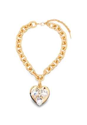 Alessandra Rich crystal-embellished heart-pendant necklace - Gold