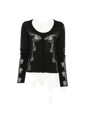 PINKO lace-panelled button-up sweater - Black