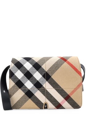 Burberry Pre-Owned Snip Shoulder Bag Check Jacquard with Leather crossbody bag - Brown