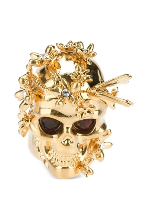 Alexander McQueen floral-embellished skull ring - Gold