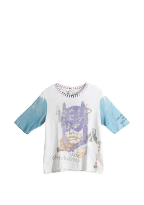 SAITOS Batman graphic-print distressed T-shirt - White