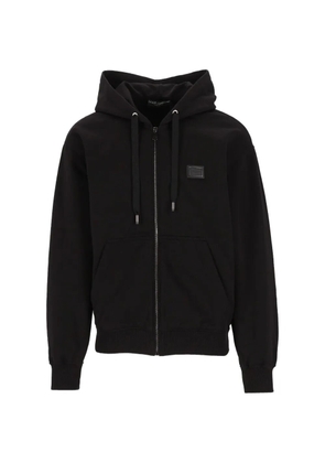 Dolce & Gabbana cotton hooded sweatshirt with logo plate - Black