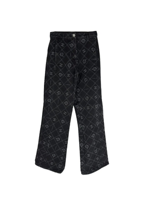 CHANEL Pre-Owned logo-print straight-leg jeans - Black