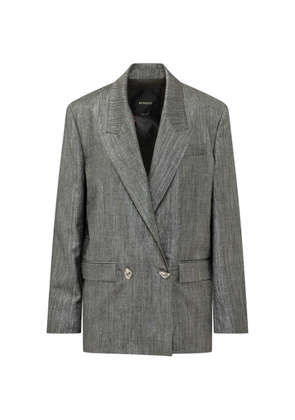 PINKO double-breasted Cayman jacket in metal wool with jewel buttons - Grey