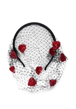 RED(V) sequin-heart mesh headband - Black