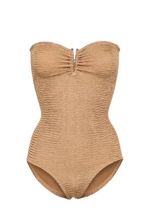 PARAMIDONNA Frida strapless seersucker swimsuit - Neutrals