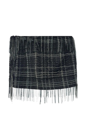 Jay Ahr checkered fringed-hem mini skirt - Black