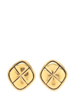 CHANEL Pre-Owned 1970-1980 Gold Plated Quilted Rhombus Clip On Earrings costume earrings