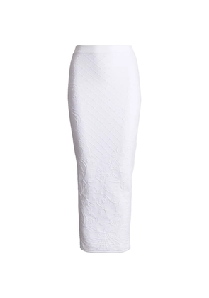 Balmain jacquard-knit long skirt - White