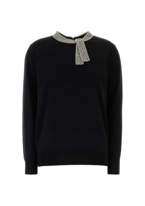 Valentino Garavani crystal-embellished pussy-bow sweater - Black
