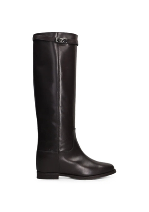 Via Roma 15 buckled leather knee-high boots - Brown