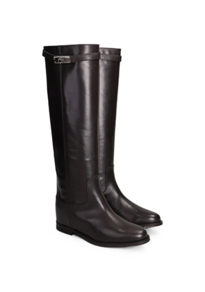 Via Roma 15 buckled leather knee-high boots - Brown