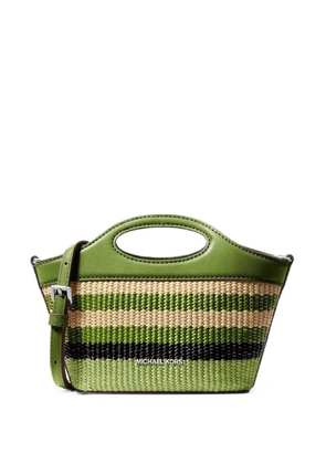 Michael Kors Tatum small striped woven crossbody bag - Green
