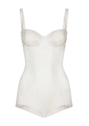 Dolce & Gabbana lace-panelled silk-satin bodysuit - White