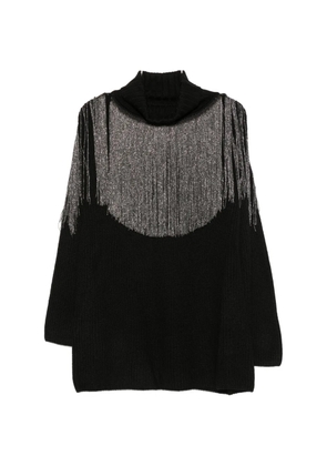 PINKO fringe-detail roll-neck knit - Black