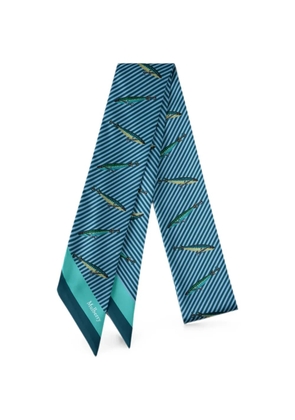 Mulberry Fishing Lure-print skinny scarf - Blue