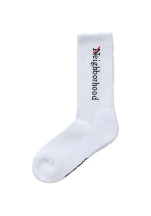 Neighborhood logo-intarsia ribbed socks - White