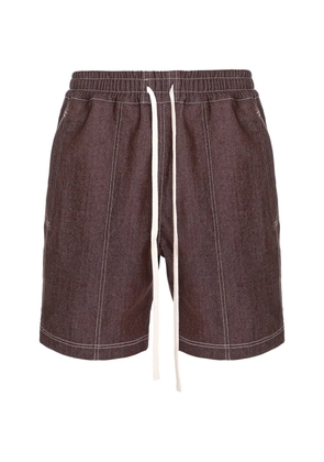 HAMZA contrast-stitch denim shorts - Brown