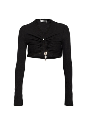 Christopher Esber droplet crystal-pendant ruched top - Black