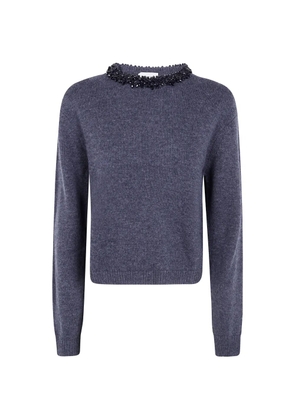 Semicouture bead-embellished round-neck sweater - Grey