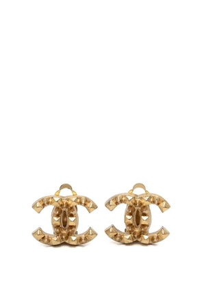 CHANEL Pre-Owned 2003 CC Gold Plated Spiked Clip On Earrings costume earrings
