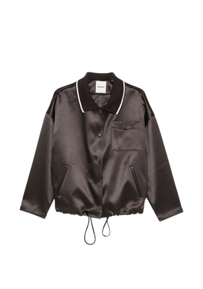 SANDRO satin-finish contrast-trim jacket - Brown