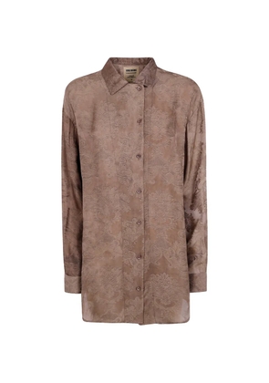 Uma Wang jacquard-woven gathered shirt - Brown