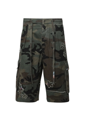 Nahmias floral-patch crystal-embellished shorts - Green