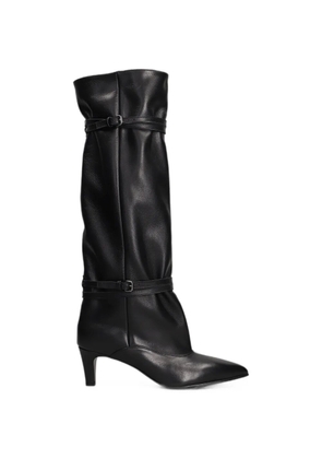 strategia shoes buckled leather knee-high boots - Black
