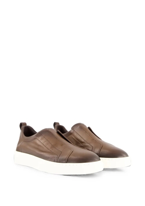 Santoni Cleanic leather slip-on sneakers - Brown